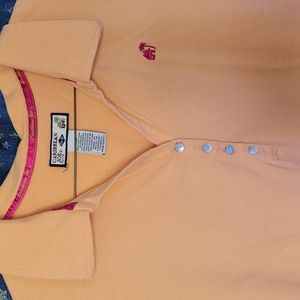 🍂3/$10 Caribbean Joe - Short, Button V-neck Pastel Orange Sherbert Polo Shirt